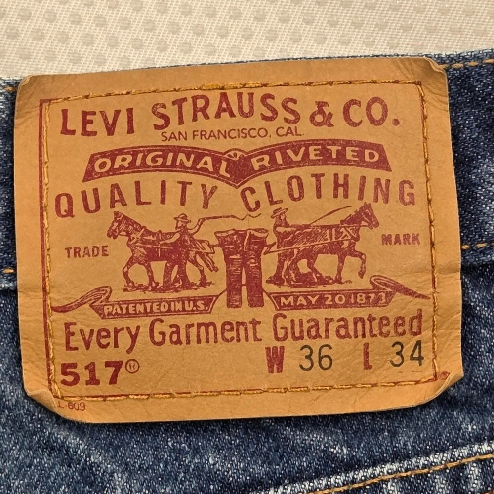 Vintage Y2K Levis‎ 517 Bootcut Jeans Dark Wash Blue Denim Cowboy Y2K Mens 36x34